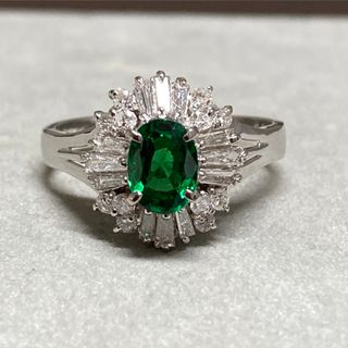 Pt900 0.95ct ツァボライト　ダイヤモンド　リング　指輪(リング(指輪))