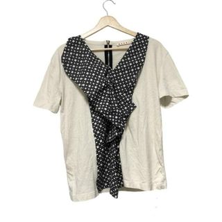 マルニ(Marni)のMARNI(マルニ) 半袖Tシャツ サイズ40 M レディース - アイボリー×黒 Vネック/ドット柄(Tシャツ(半袖/袖なし))