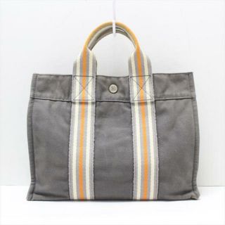 エルメス(Hermes)のHERMES(エルメス) トートバッグ フールトゥトートPM銀座限定 グレー×白×オレンジ キャンバス(トートバッグ)