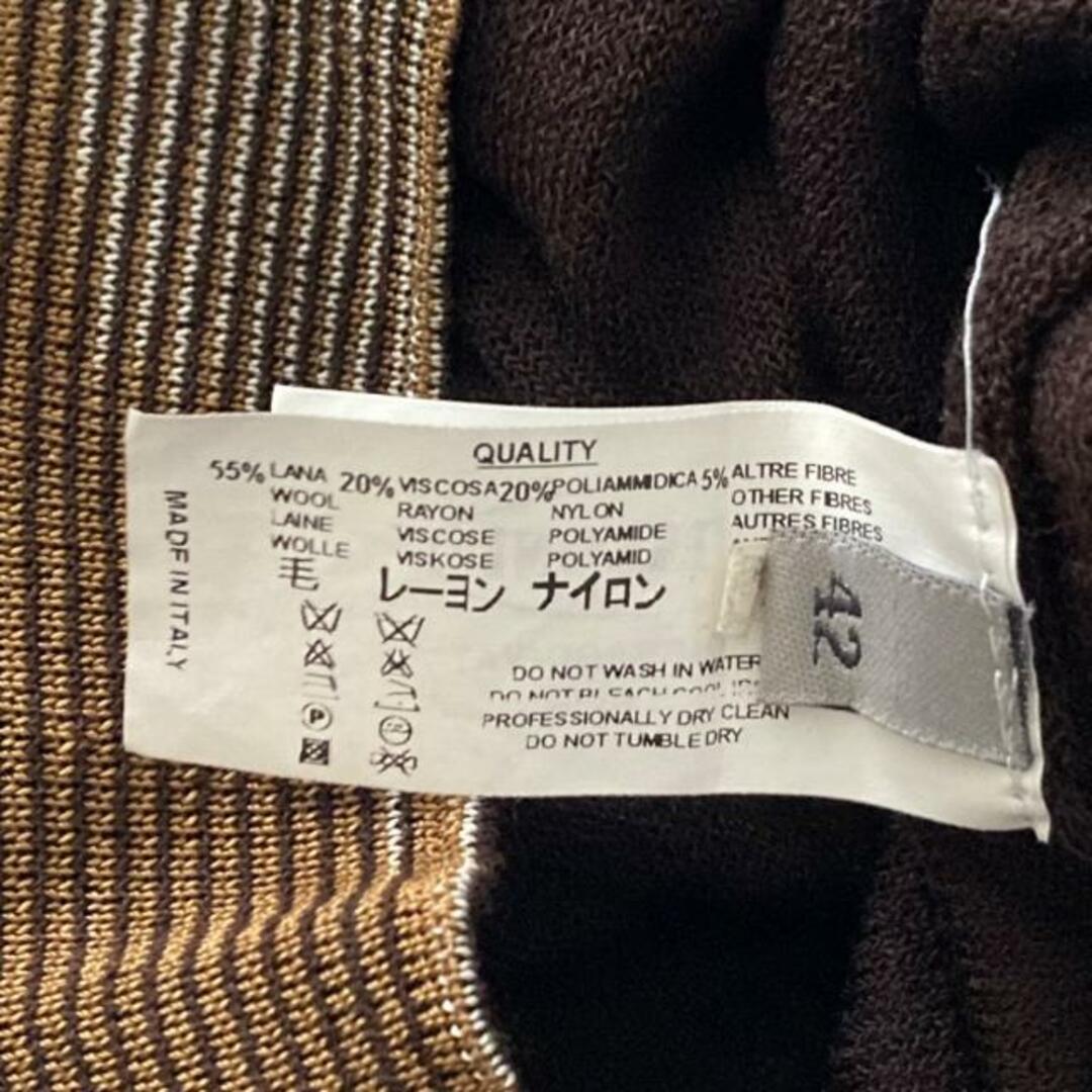 MISSONI SPORT(ミッソーニスポーツ) 長袖カットソー サイズ42 L レディース - ダークブラウン×ベージュ×マルチ ハイネック/ボーダー レディースのトップス(カットソー(長袖/七分))の商品写真