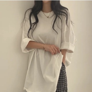 ストリート　オーバーサイズ　韓国　カジュアル　XXL　白　ホワイト　Tシャツ(Tシャツ(半袖/袖なし))