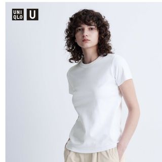 ユニクロ(UNIQLO)のユニクロ　ユニクロユー　レディース　半袖　Tシャツ　白　S　コットン100%(Tシャツ(半袖/袖なし))