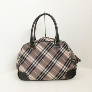 バーバリーブルーレーベル(BURBERRY BLUE LABEL)のBurberry Blue Label(バーバリーブルーレーベル) ハンドバッグ - ライトピンク×黒×白 チェック柄 ナイロン×レザー(ハンドバッグ)