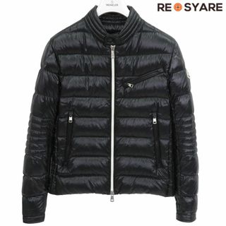 モンクレール(MONCLER)の極美品 モンクレール 2022-23AW BERRIAT ロゴワッペン シャイニーナイロン ライダース バイカー ダウン ジャケット ブルゾン 46435(ダウンジャケット)