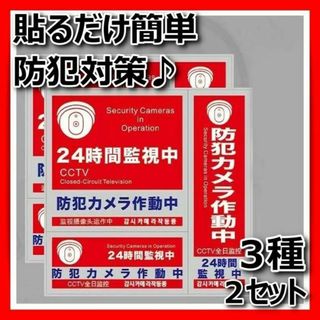 防犯カメラステッカー屋外ドーム型玄関シール監視カメラセキュリティ対策ダミー赤