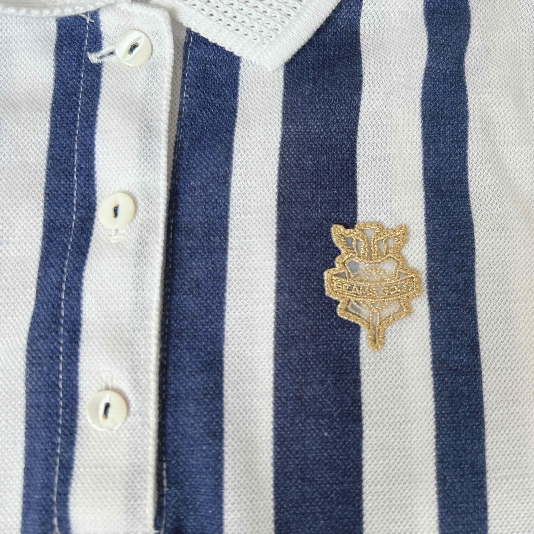 BEAMSGOLF(ビームスゴルフ)のBEAMS GOLF 定価1.5万 ノースリーブ ポロシャツ ストライプ 刺繍 スポーツ/アウトドアのゴルフ(ウエア)の商品写真