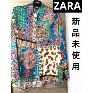 ザラ(ZARA)の新品未使用　ZARA ザラ　ペイズリー　シャツ　サテン　S ブラウス　花柄(シャツ/ブラウス(長袖/七分))