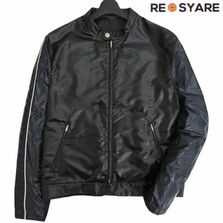 エルメス(Hermes)の極美品 HERMES エルメス BLOUSON DROIT セリエボタン サイドライン ジップアップ シングル ライダース ジャケット ブルゾン 46411(ライダースジャケット)