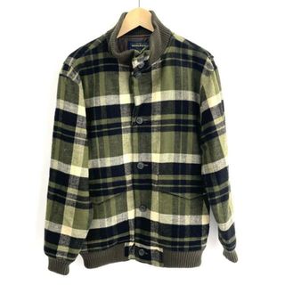 ウールリッチ(WOOLRICH)のWOOLRICH(ウールリッチ) ブルゾン サイズMEDIUM M メンズ - ダークグリーン×黒×アイボリー 長袖/チェック柄/秋/冬(ブルゾン)