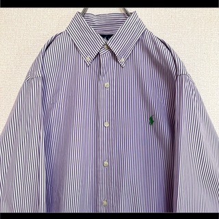 ラルフローレン(Ralph Lauren)のラルフローレン BDシャツ 長袖 パープルストライプ グリーンポニー刺繍 M(シャツ)