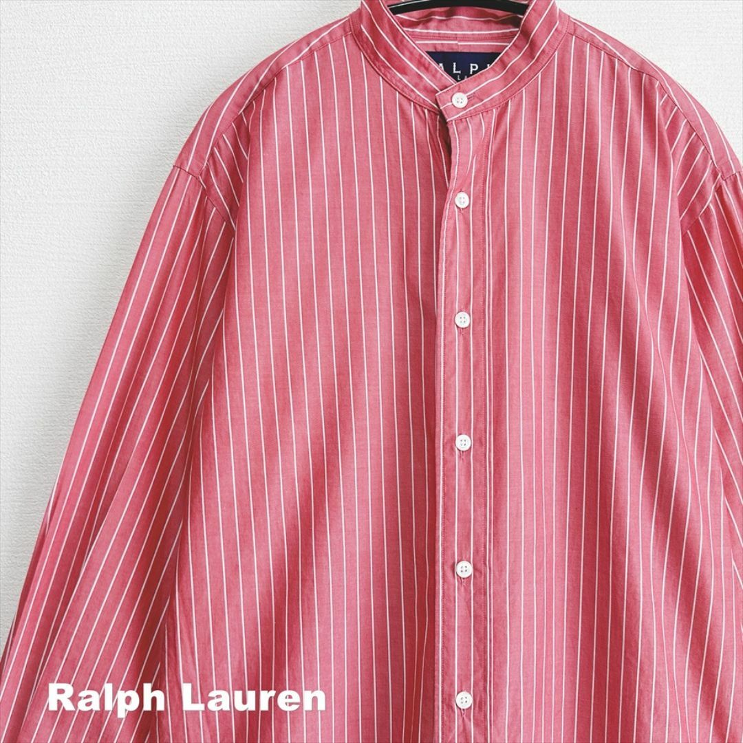 Ralph Lauren(ラルフローレン)の【Ralph Lauren】ラルフローレン バンドカラー ストライプ シャツ レディースのトップス(シャツ/ブラウス(長袖/七分))の商品写真