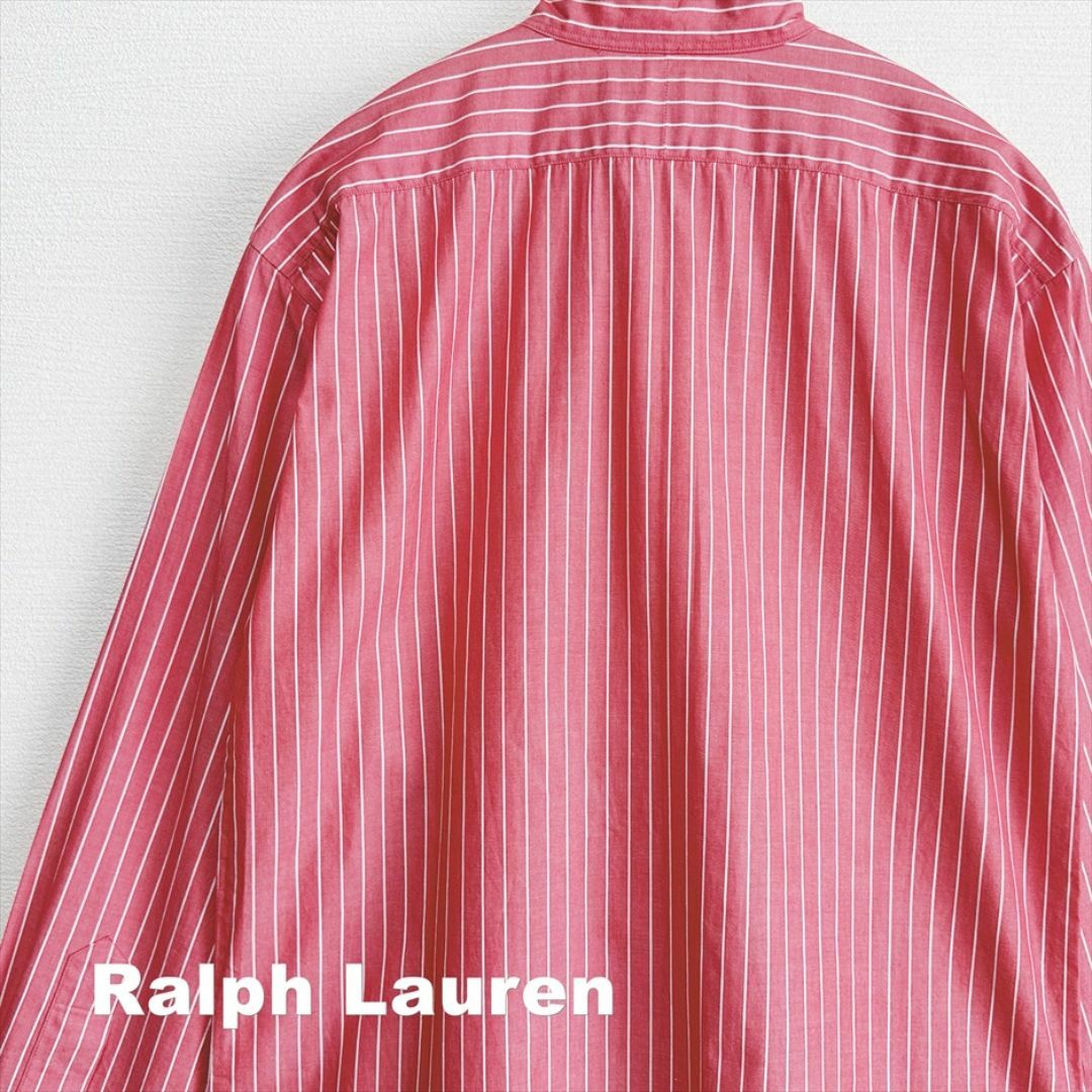 Ralph Lauren(ラルフローレン)の【Ralph Lauren】ラルフローレン バンドカラー ストライプ シャツ レディースのトップス(シャツ/ブラウス(長袖/七分))の商品写真