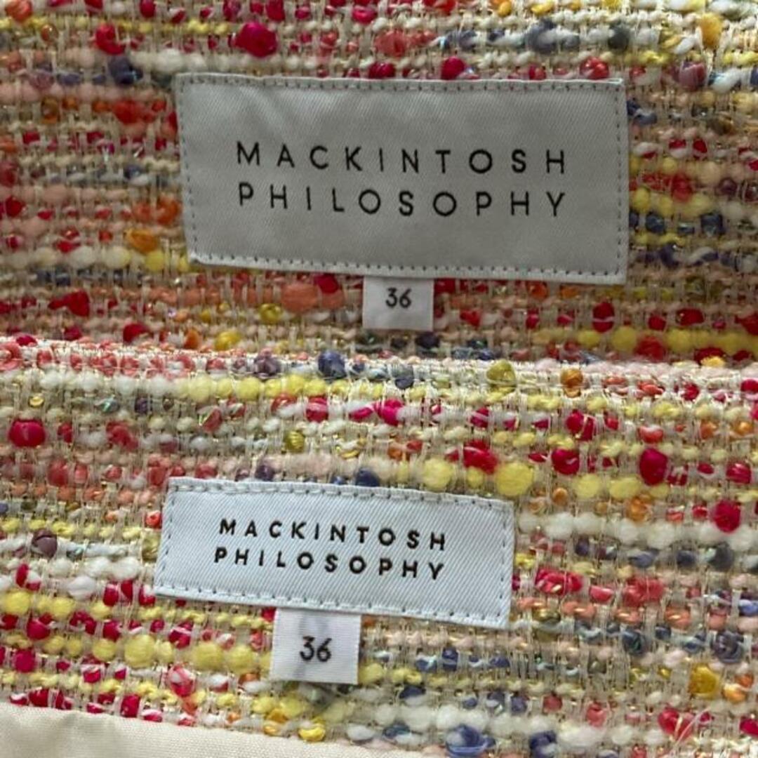 MACKINTOSH PHILOSOPHY(マッキントッシュフィロソフィー)のMACKINTOSH PHILOSOPHY(マッキントッシュフィロソフィー) スカートスーツ レディース - レッド×アイボリー×マルチ ツイード/ラメ レディースのフォーマル/ドレス(スーツ)の商品写真