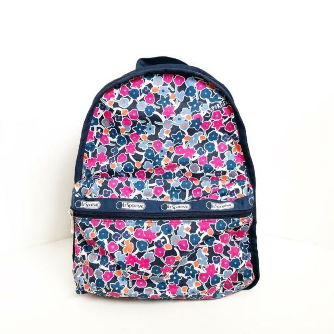 LeSportsac(レスポートサック)のLESPORTSAC(レスポートサック) リュックサック美品  - ネイビー×ピンク×マルチ 花柄 レスポナイロン レディースのバッグ(リュック/バックパック)の商品写真