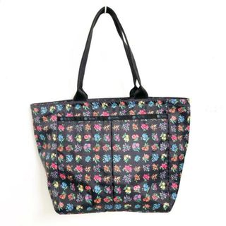 レスポートサック(LeSportsac)のLESPORTSAC(レスポートサック) ショルダーバッグ美品  - 黒×ピンク×マルチ 花柄 レスポナイロン(ショルダーバッグ)