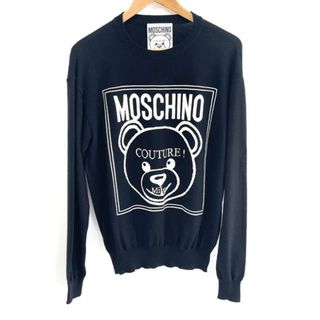 モスキーノ(MOSCHINO)のMOSCHINO(モスキーノ) 長袖セーター レディース - 黒×白 COUTURE/クマ(ニット/セーター)