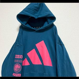 アディダス(adidas)の良色 adidas アディダス パーカー フーディ でかロゴ ゆるだぼ(パーカー)