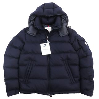 モンクレール(MONCLER)の極美品●MONCLER モンクレール 2019年製 MONTGENEVRE モンジュネーブル ロゴワッペン付き ウールダウンジャケット ネイビー 3 ハンガー・ガーメント付き 正規品 メンズ(ダウンジャケット)