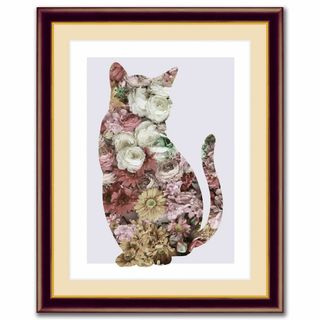 額 花 猫 インテリア モノトーン モダン アート 壁飾り 壁掛け 名画 絵画 (その他)