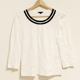 TO BE CHIC(トゥービーシック) 七分袖カットソー サイズ40 M レディース - 白×黒 クルーネック/フリル/リボン 綿