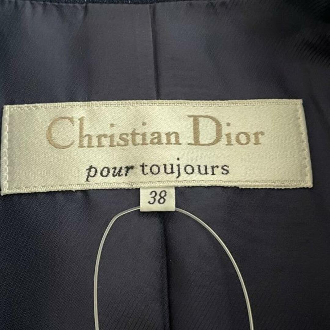 Christian Dior(クリスチャンディオール)のDIOR/ChristianDior(ディオール/クリスチャンディオール) ジャケット サイズ38 M レディース美品  - ダークネイビー×白 長袖/ストライプ/pour toujours/秋/冬 レディースのジャケット/アウター(その他)の商品写真