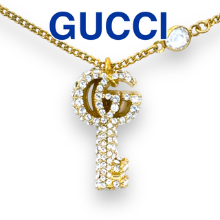 Gucci - グッチ ダブルG キー 鍵 ネックレス クリスタル付き ゴールド 金 レディース