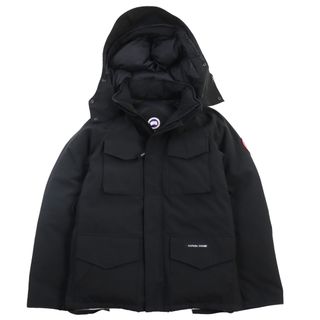 カナダグース(CANADA GOOSE)の良品●CANADA GOOSE カナダグース 4078JM KAMLOOPS カムループス ロゴワッペン付き フーデッドダウンジャケット ブラック S相当 カナダ製 国内正規品 メンズ(ダウンジャケット)