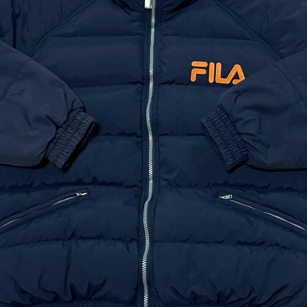 FILA(フィラ)のFILA　フィラ　ダウンジャケット　肉厚　刺繍ロゴ　ネイビー　ビッグシルエットL メンズのジャケット/アウター(ダウンジャケット)の商品写真