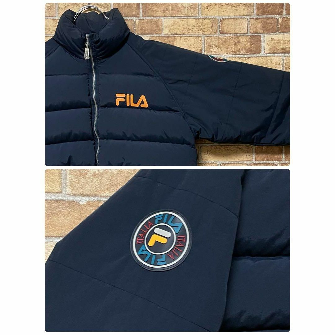 FILA(フィラ)のFILA　フィラ　ダウンジャケット　肉厚　刺繍ロゴ　ネイビー　ビッグシルエットL メンズのジャケット/アウター(ダウンジャケット)の商品写真