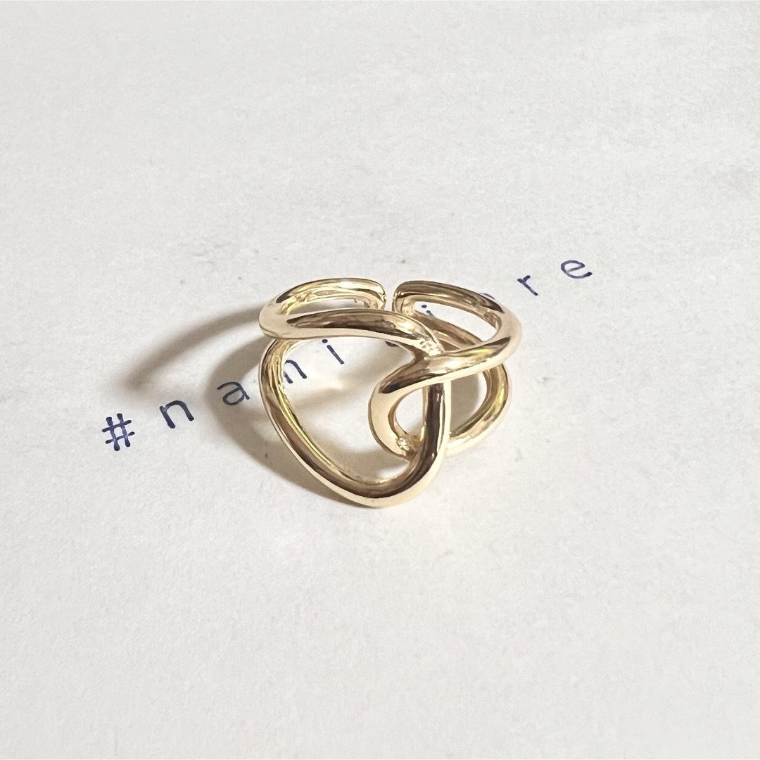 シルバー925 金 結び目 アシンメトリー 非対称 韓国 指輪 ゴールドリング⑥ メンズのアクセサリー(リング(指輪))の商品写真