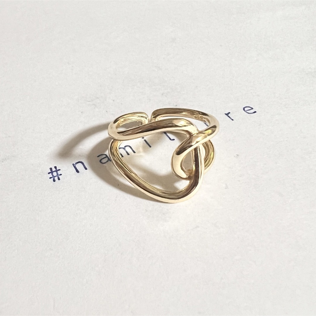 シルバー925 金 結び目 アシンメトリー 非対称 韓国 指輪 ゴールドリング⑥ メンズのアクセサリー(リング(指輪))の商品写真