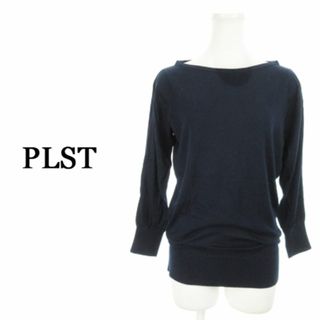 PLST - プラステ オープンショルダーニット 薄手 肌見せ M 紺 231122MN3R