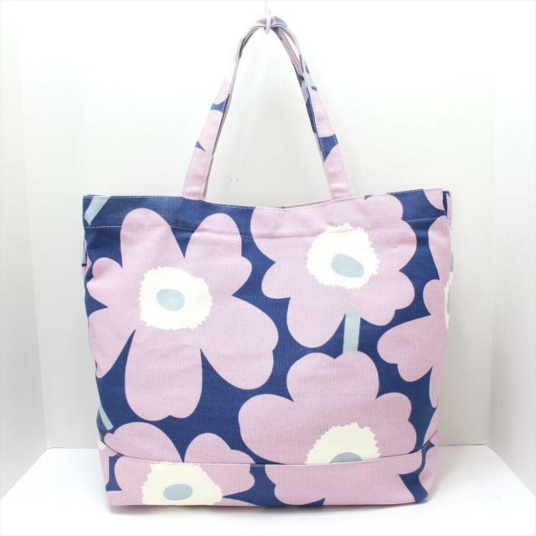 marimekko(マリメッコ)のmarimekko(マリメッコ) トートバッグ - ライトパープル×ネイビー×マルチ フラワー(花) キャンバス レディースのバッグ(トートバッグ)の商品写真