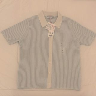 ユニクロ(UNIQLO)のユニクロ イネス リブポロカーディガン（半袖） Lサイズ(ポロシャツ)