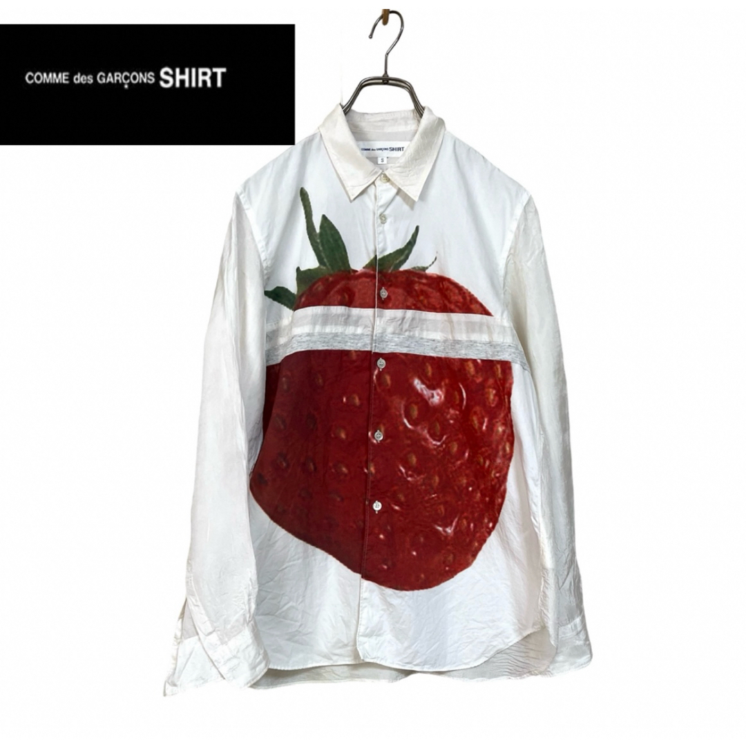 COMME des GARCONS SHIRT(コムデギャルソンシャツ)のギャルソンシャツ　いちご柄転写プリント　切り替え　フランス製　S メンズのトップス(シャツ)の商品写真