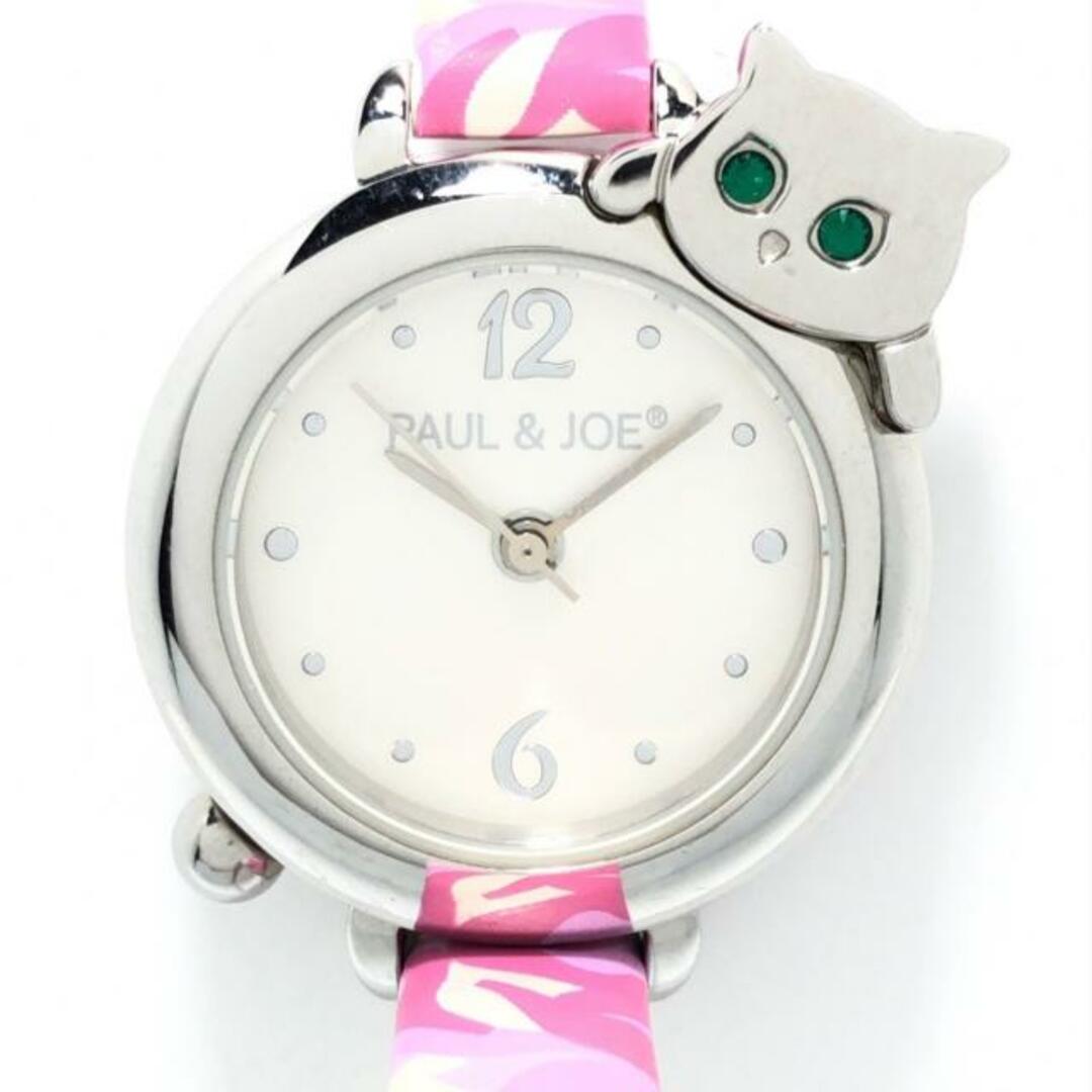 PAUL & JOE(ポールアンドジョー)のPaul&Joe(ポール&ジョー) 腕時計 タイムレス キャット PJA7001 レディース ネコ/革ストラップ/花柄 白 レディースのファッション小物(腕時計)の商品写真