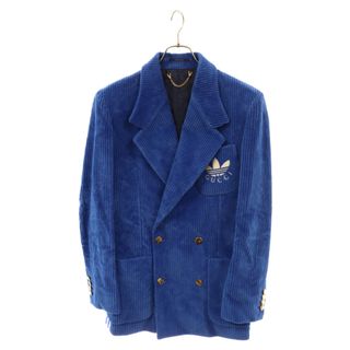 グッチ(Gucci)のGUCCI グッチ 22AW×adidas Velvet Formal Jacket 715570 ZAKQJ ヴェルヴェット フォーマル テーラードジャケット ブルー(テーラードジャケット)