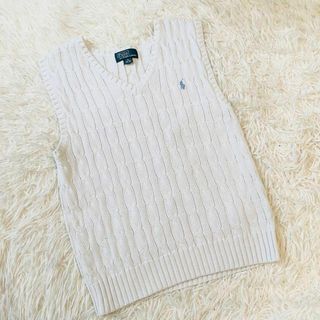 POLO RALPH LAUREN - 美品＊ポロ ラルフローレン ベスト ニット キッズ ホワイト ホースロゴ 120