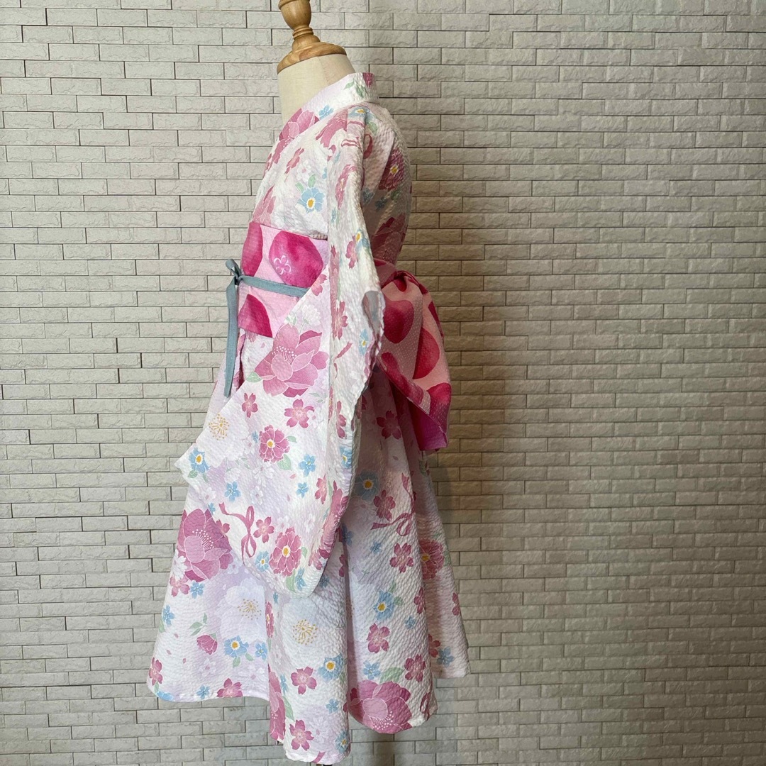 ハンドメイド　ふれあ浴衣セット　130 #16 キッズ/ベビー/マタニティのキッズ服女の子用(90cm~)(甚平/浴衣)の商品写真