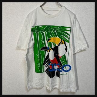 【アニマル】半袖Tシャツ　鳥　ボタニカル　リーフ　ブラジル　カラフル白F9(Tシャツ/カットソー(半袖/袖なし))