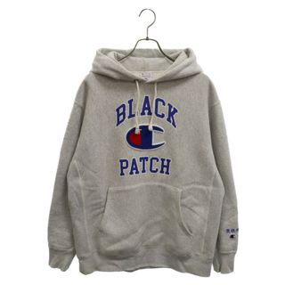 THE BLACK EYE PATCH ブラックアイパッチ 22AW×Champion REVERSE WEAVE HOODIE チャンピオンコラボ リバースウィーブフーディ プルオーバーパーカー グレー C8-W132(パーカー)