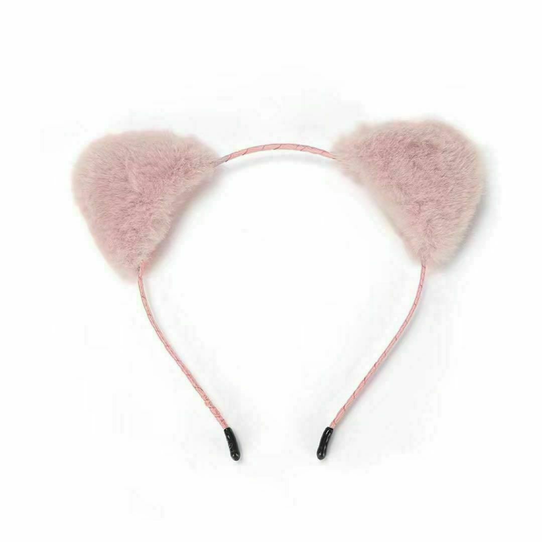 猫耳 カチューシャ ピンク ふわふわ ハロウィン コスプレ メイド 地雷系 レディースのヘアアクセサリー(カチューシャ)の商品写真
