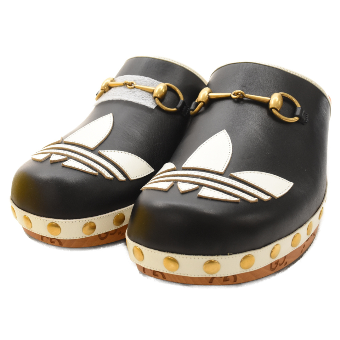 Gucci(グッチ)のGUCCI グッチ ×adidas clog sandals クロッグ レザー フロントロゴサンダル 702252 ブラック メンズの靴/シューズ(サンダル)の商品写真