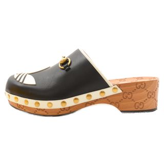 グッチ(Gucci)のGUCCI グッチ ×adidas clog sandals クロッグ レザー フロントロゴサンダル 702252 ブラック(サンダル)