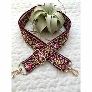 インド刺繍リボン　ショルダーストラップ　スマホショルダー025(スマホストラップ/チャーム)