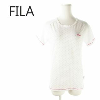 フィラ(FILA)のFILA Tシャツ カットソー 半袖 総柄 M ホワイト 220530AO10A(カットソー(半袖/袖なし))