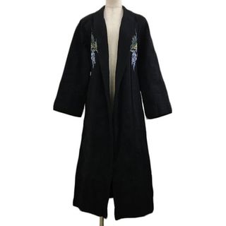 ムルーア(MURUA)のムルーア コート スプリング ガウン 刺繍 リボンベルト 長袖 F 黒 青(スプリングコート)