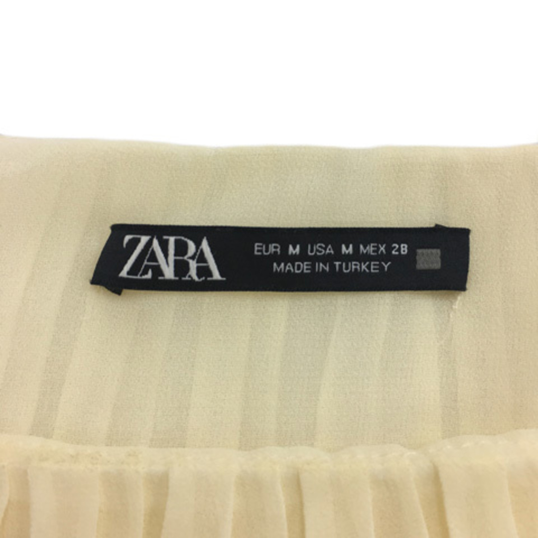 ZARA(ザラ)のザラ ブラウス カットソー プリーツ シアー 長袖 USA M ベージュ レディースのトップス(シャツ/ブラウス(長袖/七分))の商品写真