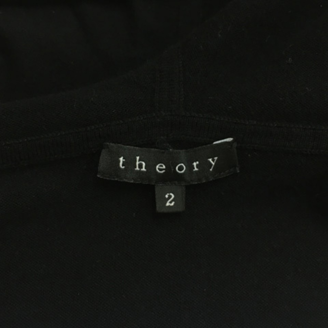 theory(セオリー)のセオリー パーカー ニット ジップアップ フード 無地 半袖 2 黒 ブラック レディースのトップス(パーカー)の商品写真