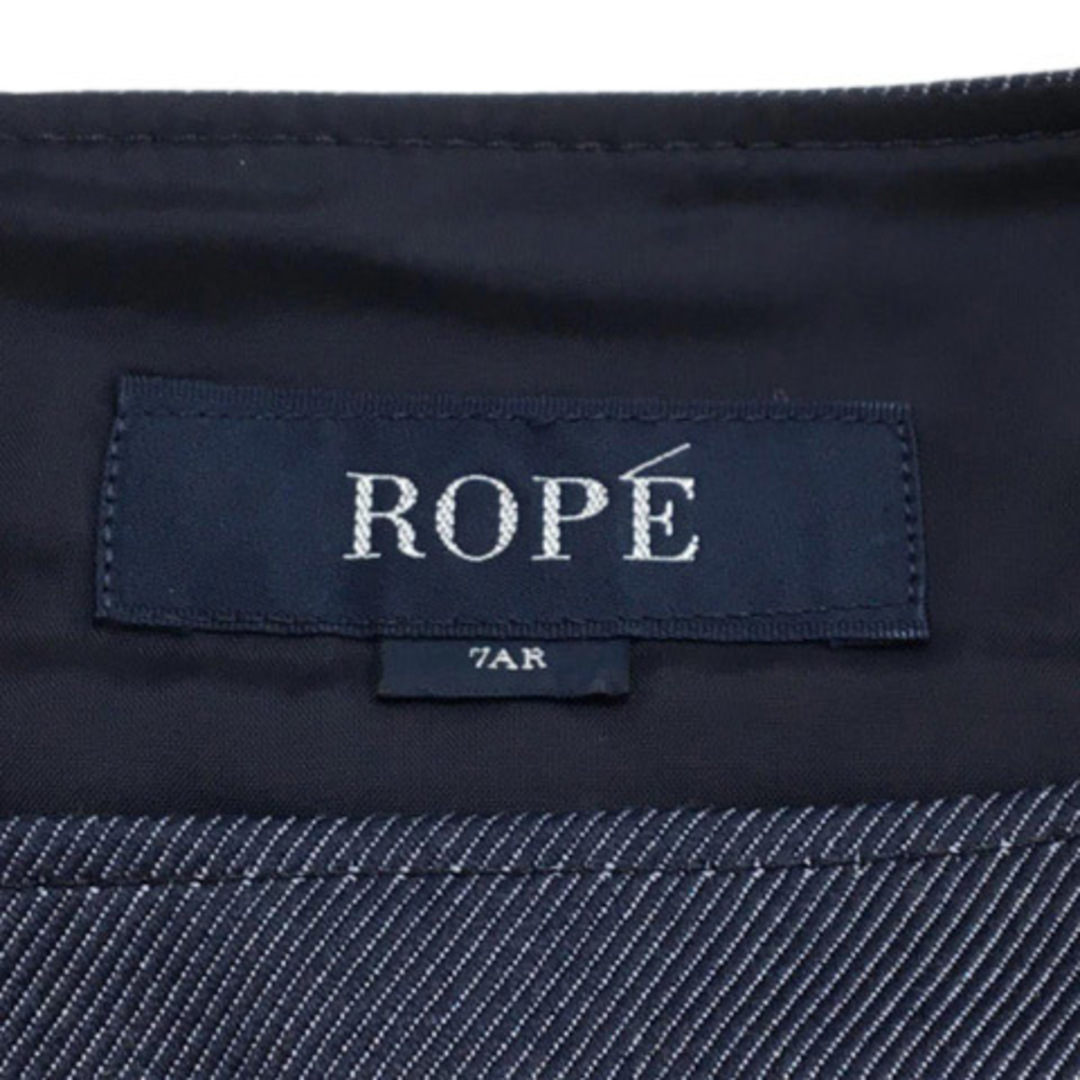 ROPE’(ロペ)のロペ ROPE ワンピース フレア 膝丈 フレンチスリーブ 7AR 紺 レディースのワンピース(ひざ丈ワンピース)の商品写真